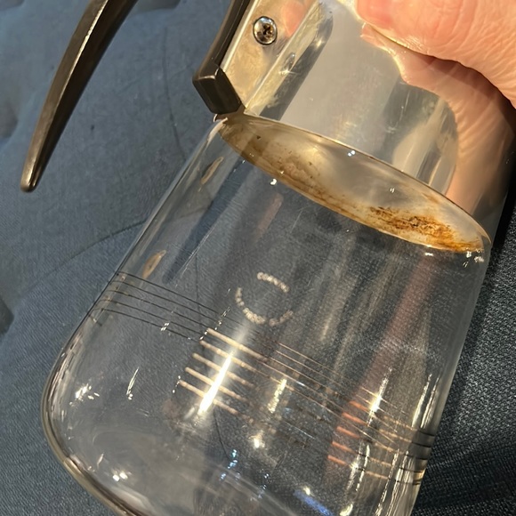 Vintage Corningware heat proof glass coffee pot, metallic rings - Picture 4 of 12